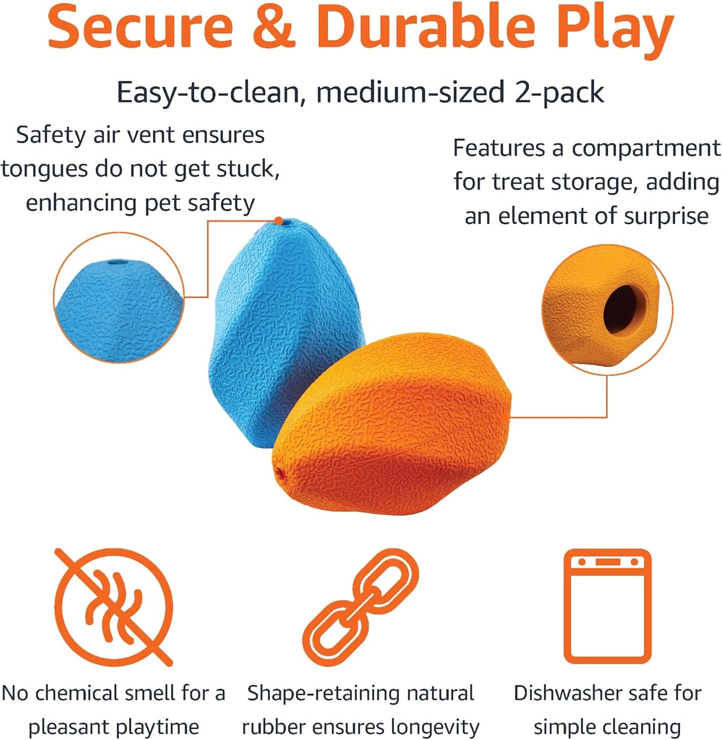Dog Toys, Puppy Toys of Treat-Dispensing, Pack of 2, Medium, Multicolor