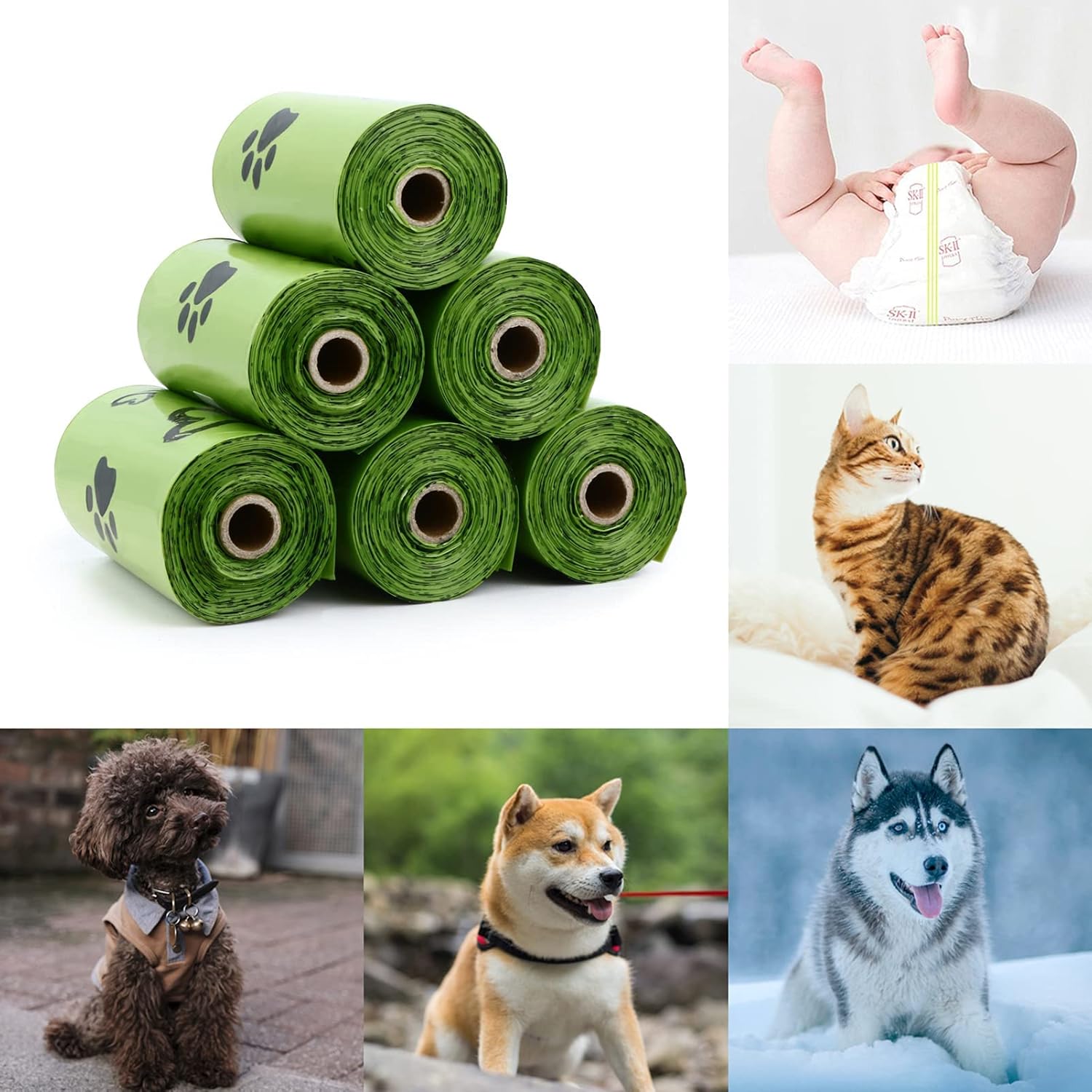 Dog Poo Bags - 540 Counts Biodegradable Poop Waste Bag Refill Rolls for Dogs Include 1 Adjustable Dispenser | Scented
