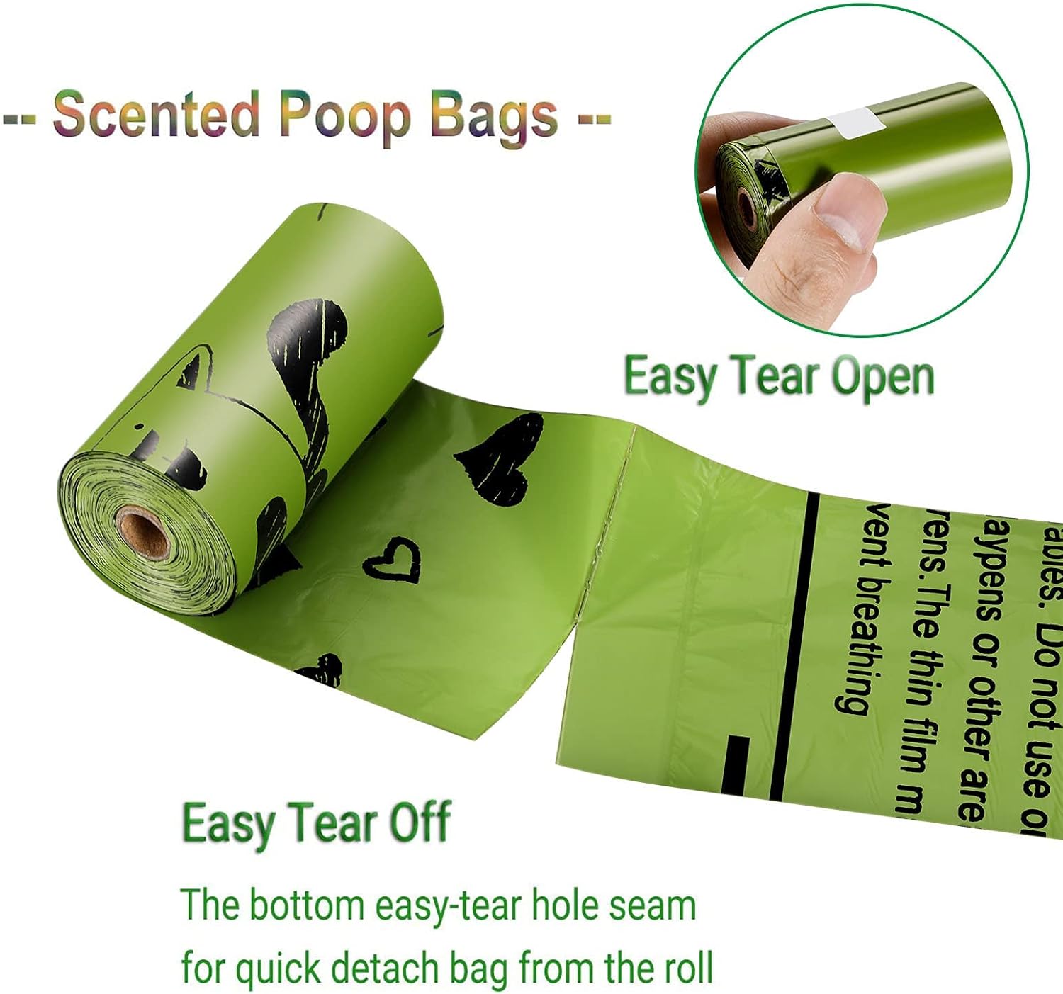 Dog Poo Bags - 540 Counts Biodegradable Poop Waste Bag Refill Rolls for Dogs Include 1 Adjustable Dispenser | Scented